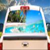 SignMission ON A Beach Rear Window Graphic Truck View Thru Vinyl Decal Back view 1