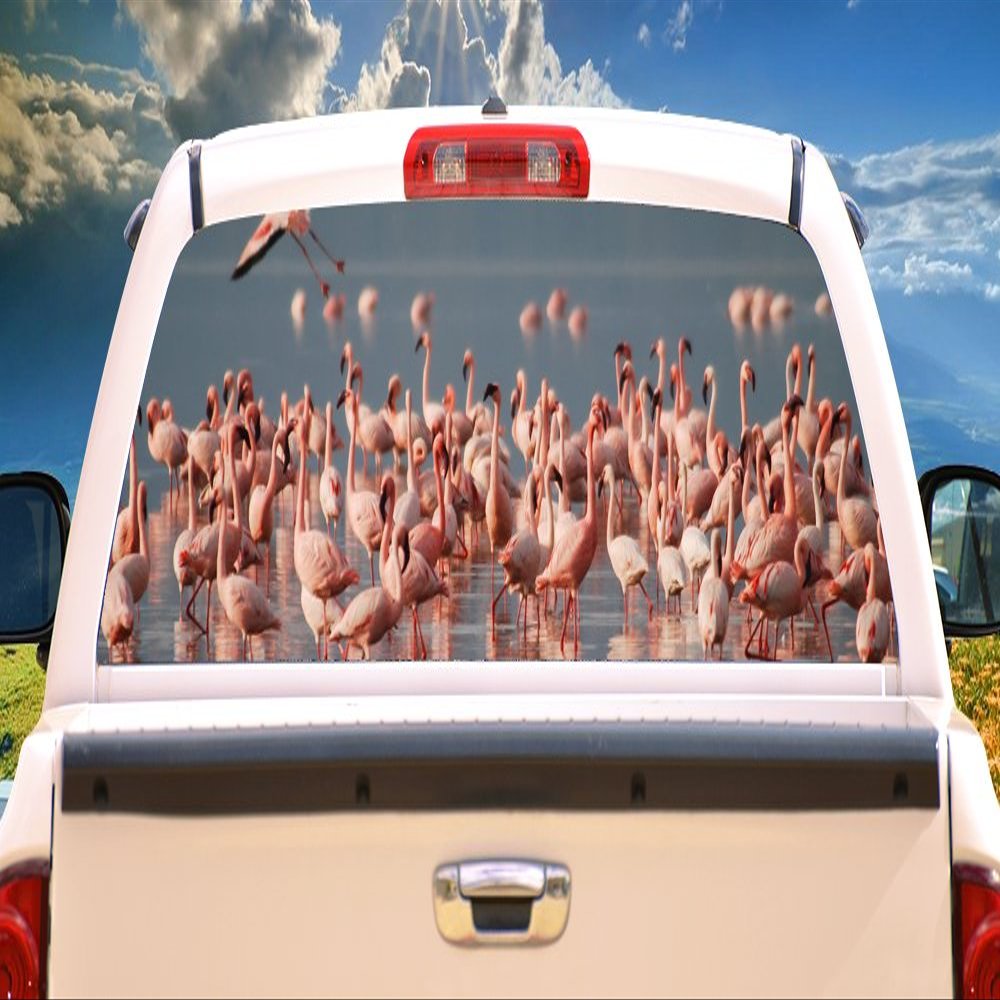 SignMission Flamingo Party Rear Window Graphic Truck View Thru Vinyl Decal Back