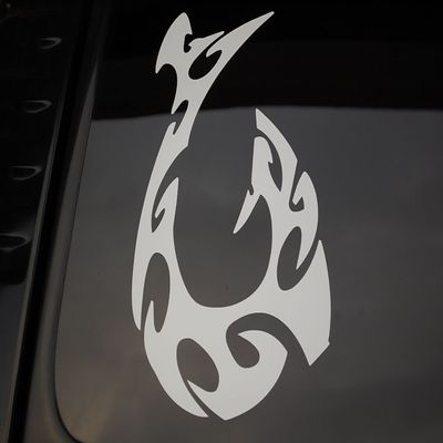 Hawaiian Fish Hook Vinyl Sticker Decal (V160) Aloha Cell Car Window Choose Size (8" x 6", Blue)