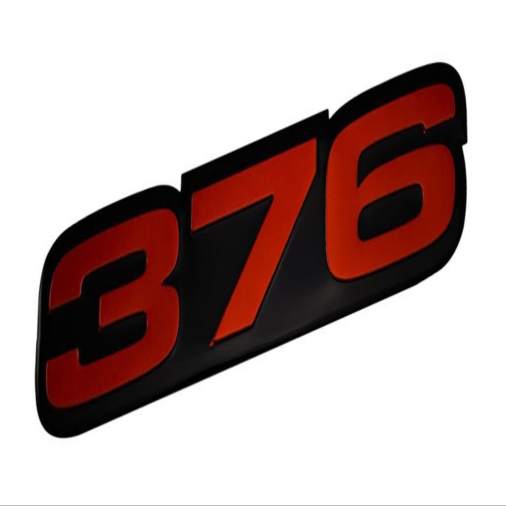 VMS Racing 376 RED on Black Highly Polished Aluminum Emblem Compatible with Chevy Chevrolet Pontiac Cadillac Holden Special Vehicles HSV GMC