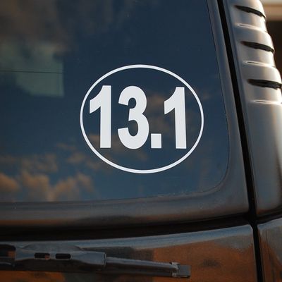 13.1 Oval Sticker Vinyl Decal Half Marathon Run Running Shoe Choose Size (V416) Thin (7" x 4.5", Red)