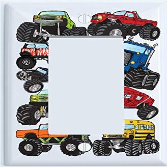 Monster Truck Light Switch Plates Covers Single Rocker GFCI Monster Truck Wall Decor (Monster Truck Single Rocker)