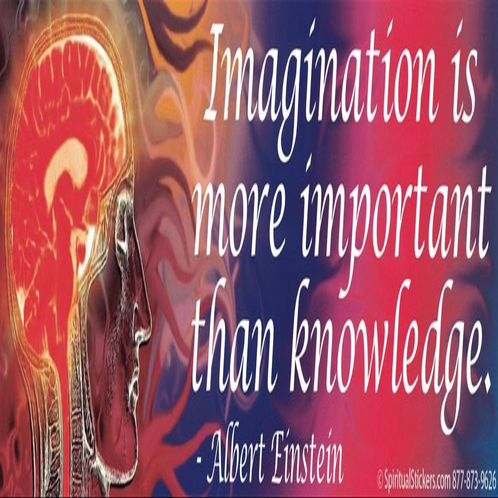Imagination Is More Important Than Knowledge - Albert Einstein - Magnetic Bumper Sticker / Decal Magnet (10.5" X 3")