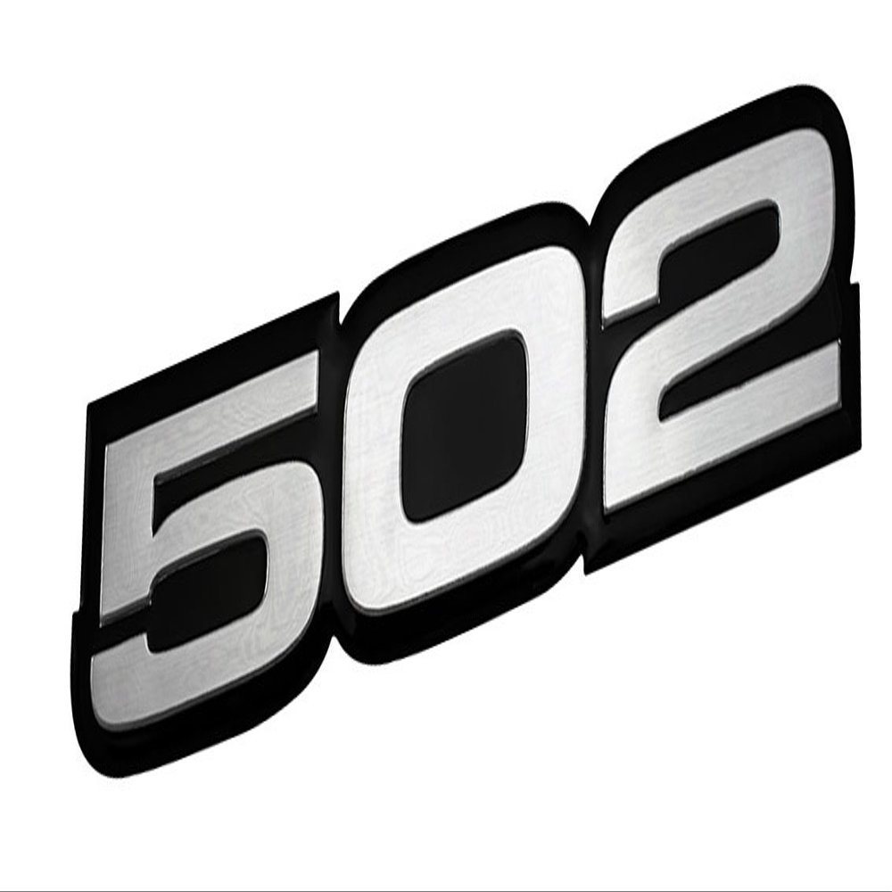VMS Racing 502 Silver on Black Highly Polished Aluminum Emblem Compatible with Chevy Chevrolet GMC