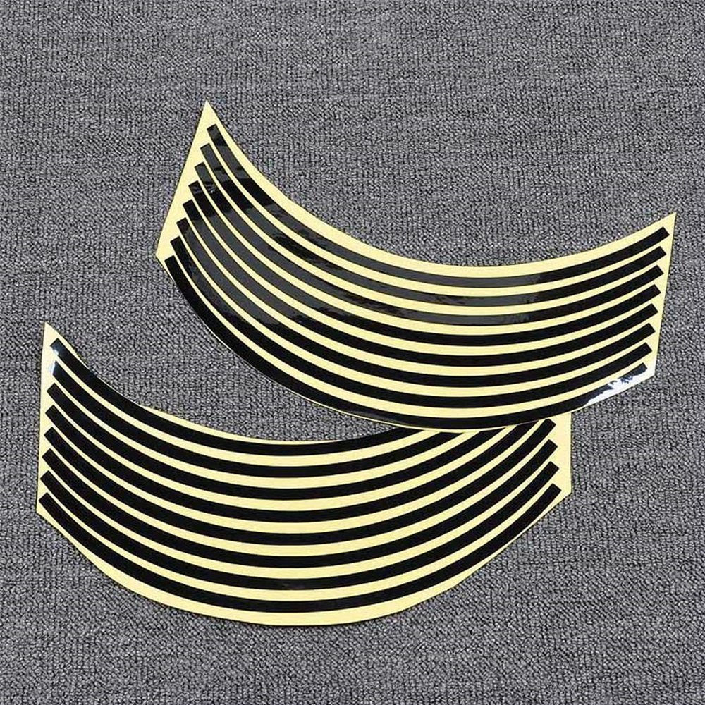 Sunny Motorcycle New Black Rim Stickers Wheel Stripe Tape 17 ''