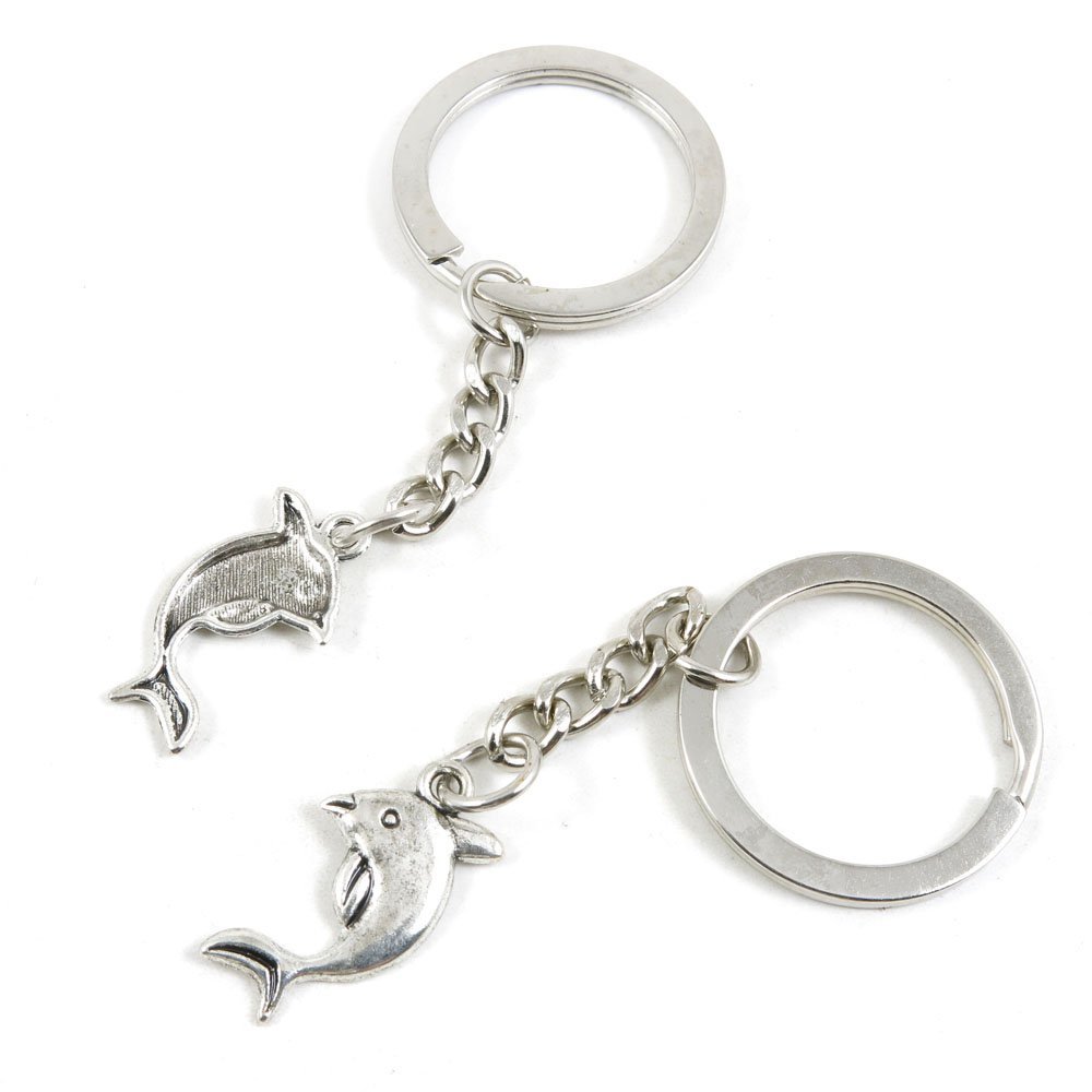 2 PCS Arts Crafts Fashion Jewelry Making Findings Key Ring Chains Tags Clasps Keyring Keychain O6XE1C Dolphin