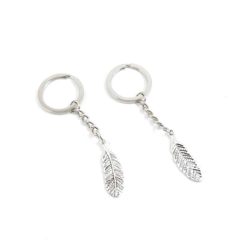 2 PCS Arts Crafts Fashion Jewelry Making Findings Key Ring Chains Tags Clasps Keyring Keychain N7KJ7C Feather