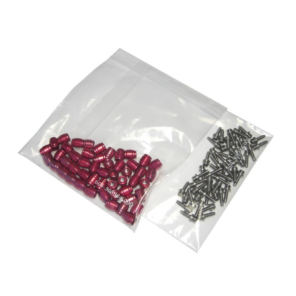 SRAM Bulk Hydraulic Brake Hose Fitting Kit with 50 Threaded Hose Barbs, 50 Red Compression Fittings, 1 T8 Torx Wrench