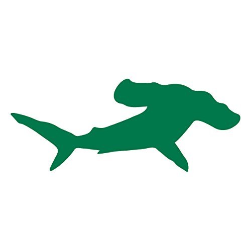 Applicable Pun Hammerhead Shark Winghead Swimming Attack - Vinyl Decal for Outdoor Use on Cars, ATV, Boats, Windows and More - Green 8 inch