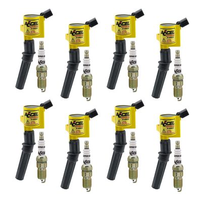 ACCEL 811432 Ignition Upgrade Kit- 1998-2008 Ford 4.6L/5.4L/6.8L 2-Valve egines, Yellow, 8-Pack