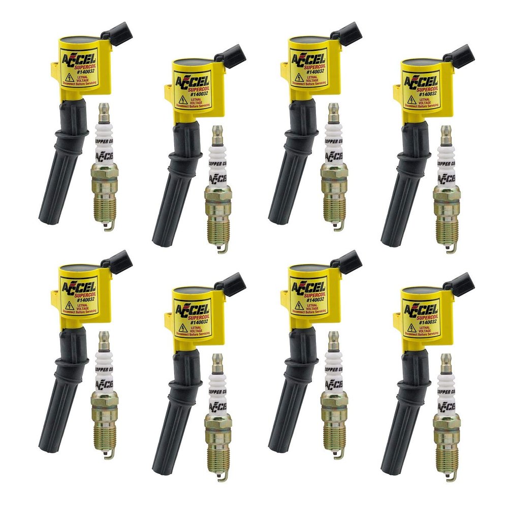 ACCEL 811432 Ignition Upgrade Kit- 1998-2008 Ford 4.6L/5.4L/6.8L 2-Valve egines, Yellow, 8-Pack