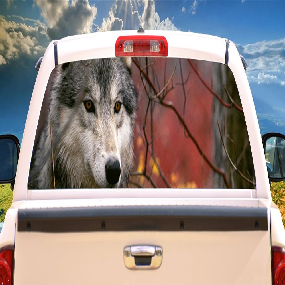 SignMission Gray Wolf Rear Window Graphic Decal Tint Truck Wolves View Thru Vinyl