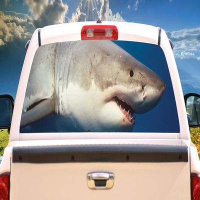 SignMission Shark Rear Window Graphic Decal Tint Truck View Thru Vinyl