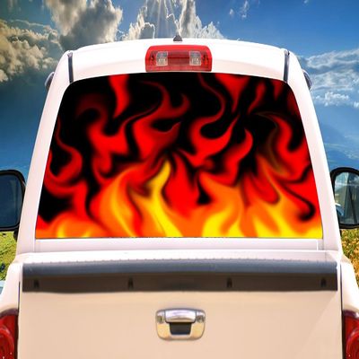 SignMission RED FlamesRear Window Graphic Back Truck Decal SUV View Thru Vinyl