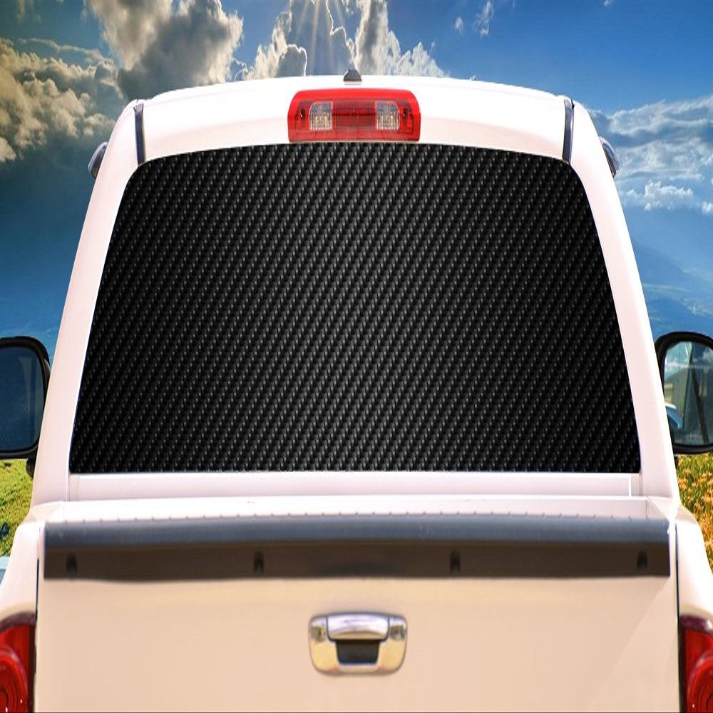SignMission Carbon Fiber Rear Window Graphic Truck View Thru Vinyl Decal Back