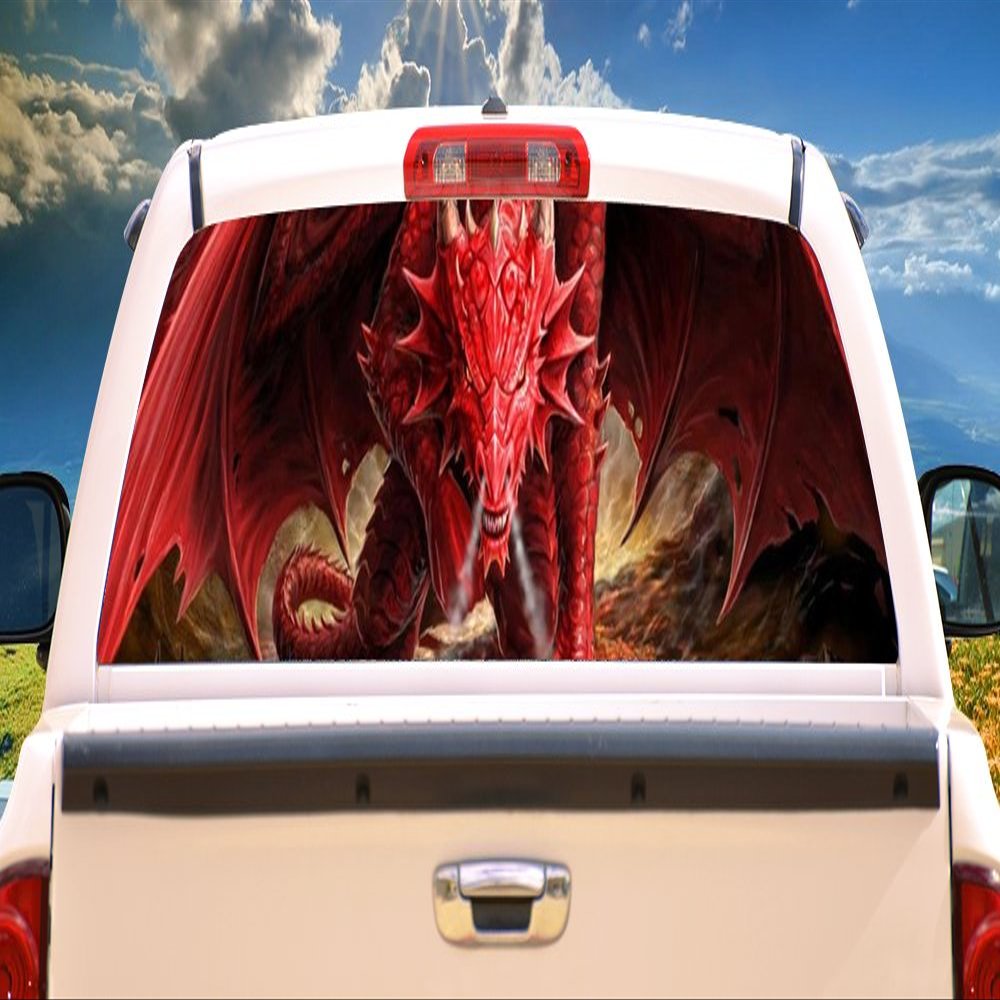 SignMission Angry Dragon Rear Window Graphic Truck View Thru Vinyl Decal Back