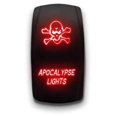 Apocalypse Lights - Red - Laser Etched 5-Pin Double Pole Single Throw Maintained ON-Off DPST Toggle Switch 20A 12V