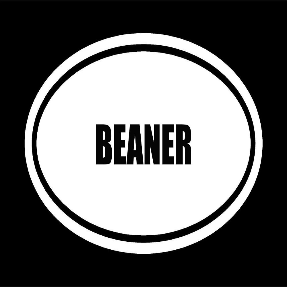 6" die Cut White Vinyl BEANER Name Oval Euro Style Decal Sticker