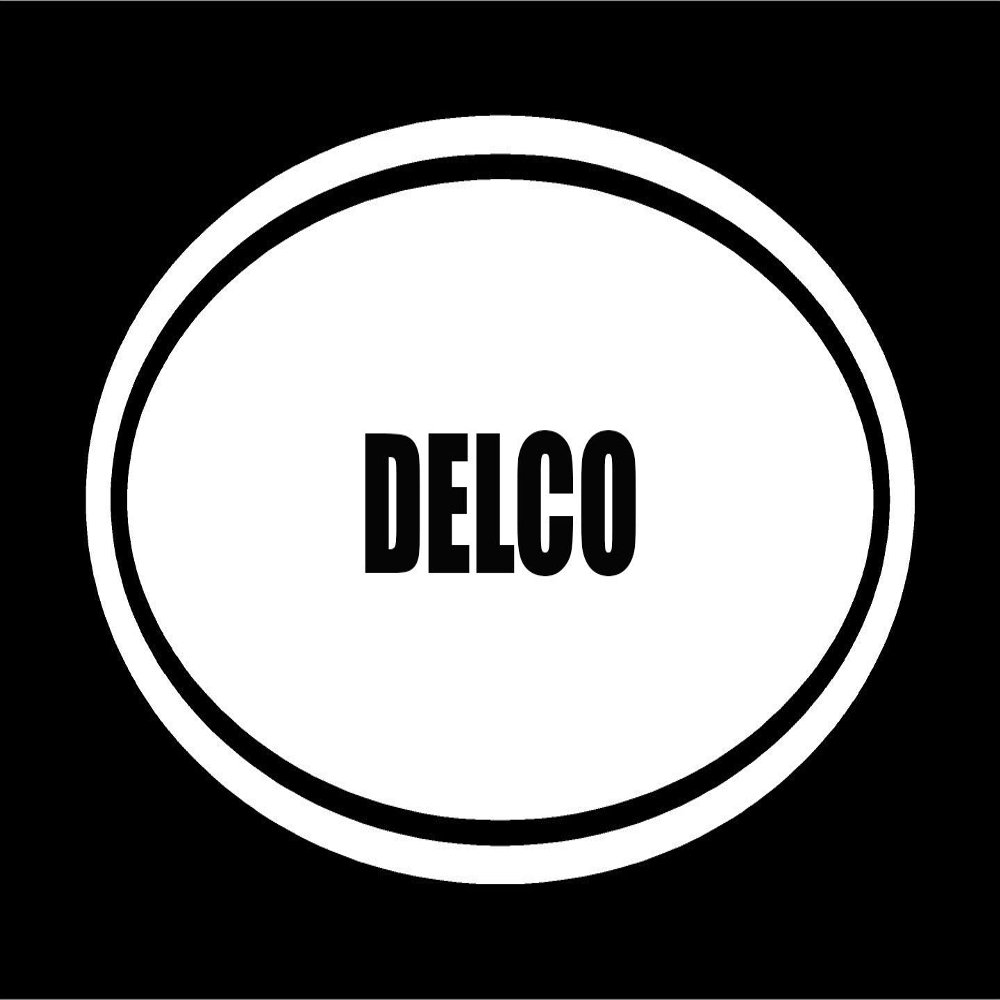 6" die Cut White Vinyl DELCO Name Oval Euro Style Decal Sticker