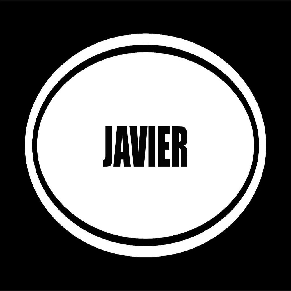 6" die Cut White Vinyl Javier Name Oval Euro Style Vinyl Decal Sticker