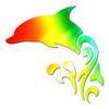 Tribal Dolphin - Vinyl Decal Sticker - 12" x 12" - Tie Dye view 1