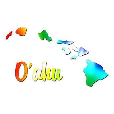 Oahu Hawaiian Islands Hawaii - Vinyl Decal Sticker - 17" x 10" - Tie Dye