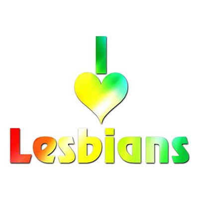 I Love Lesbians Heart - Vinyl Decal Sticker - 5.1" x 3.6" - Tie Dye