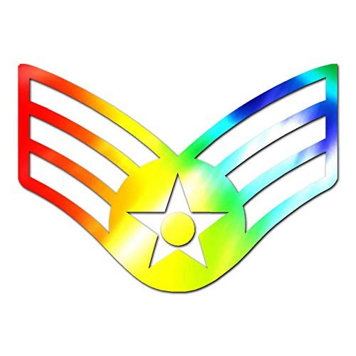 Senior Airman Air Force Patch - Vinyl Decal Sticker - 5.25" x 3.75" - Tie Dye
