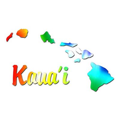 Kaua'i Hawaiian Island - Vinyl Decal Sticker - 6.45" x 3.75" - Tie Dye