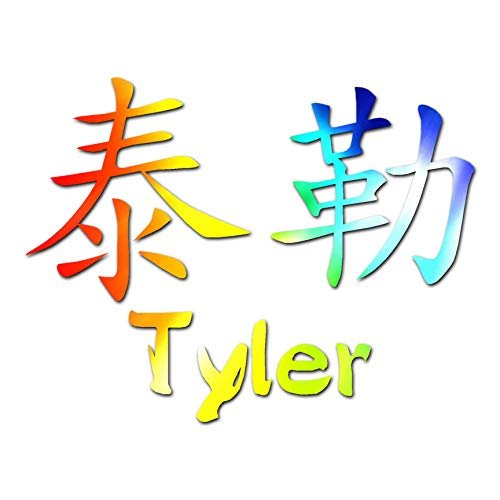 Chinese Name Symbols "Tyler" Vinyl Decal Sticker 4.9" x 3.75" - Tie Dye