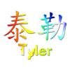 Chinese Name Symbols "Tyler" Vinyl Decal Sticker 4.9" x 3.75" - Tie Dye view 1