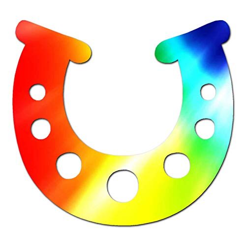 Lucky Horse Shoe Horseshoe - Vinyl Decal Sticker - 4" x 3.75" - Tie Dye