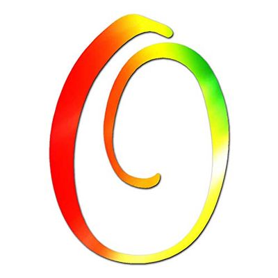 Decorative Decal - Mural Cursive Font O Initial 2.7" x 3.75" - Tie Dye - Vinyl Sticker