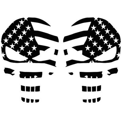 Waving Flag Skull Decal Pair Set Matte Black Universal Fit 8" Tall Fits: Wrangler JK TJ JL