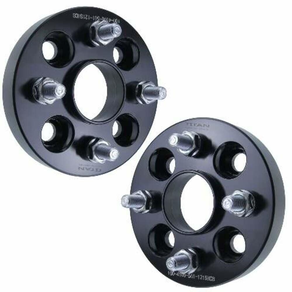 1 Inch Hub Centric Wheel Spacer Compatible with Honda Civic, Fit & Accord - 4x100 Bolt Pattern, 56.1mm Hub Bore, 12x1.5 Studs, 25mm Thick, 6061-T6 Billet Aluminum, Black - Pair