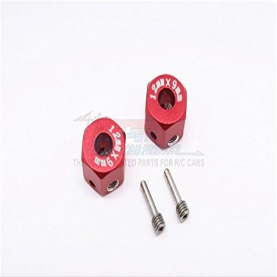 Aluminum Universal Hex Adapter 12mmX9mm - 2Pcs Set Red