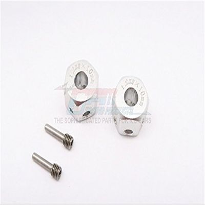 GPM Aluminum Universal Hex Adapter 12mmX10mm - 2Pcs Set Silver