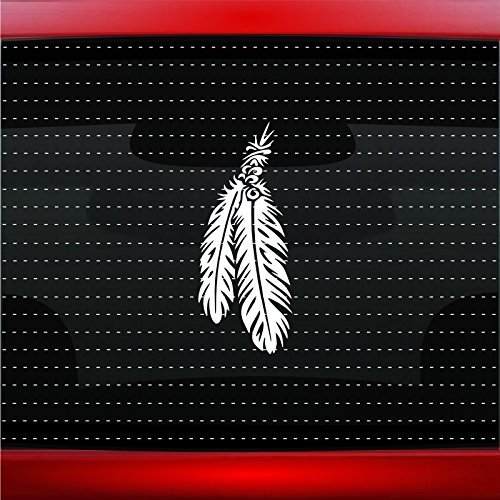 Noizy Graphics Feather #6 Indian Native American Car Sticker Truck Window Vinyl Decal Color: Green