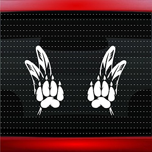 Wolf Paw #3 Pair Indian Native American Car Sticker Truck Window Vinyl Decal Color: Forrest Green