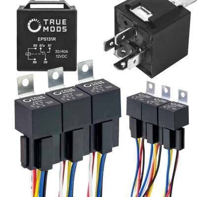 True MODS 6 Pack Bosch Style 5-Pin 12V Relay Harness Kit SPDT 30/40 Amp