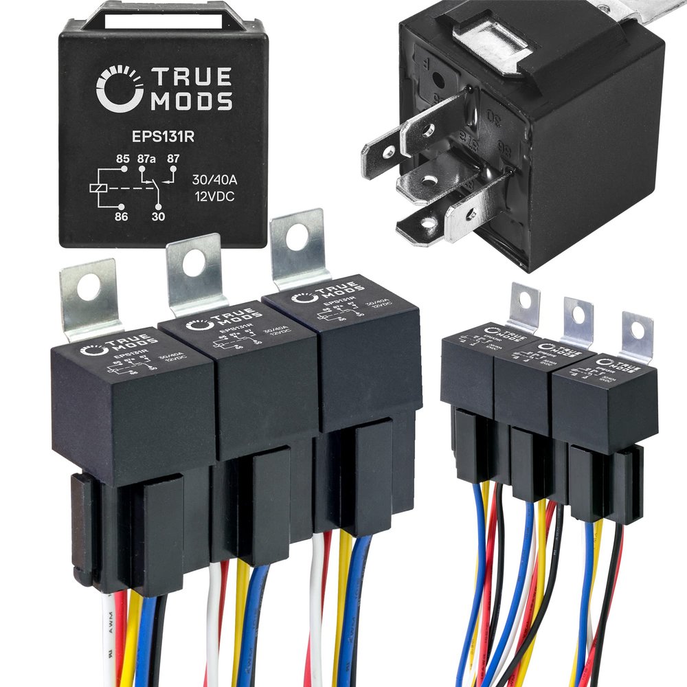 True MODS 6 Pack Bosch Style 5-Pin 12V Relay Harness Kit SPDT 30/40 Amp