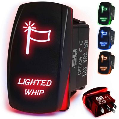 Whip Lights Rocker Switch ON/Off LED Backlit Lighted Whip Switch 12v UTV, Auto, Boat 20A RZR X3 UTV SXS Dune Buggy sandrail Golf cart (5361A23 Red)
