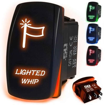 Whip Lights Rocker Switch ON/Off LED Backlit Lighted Whip Switch 12v UTV, Auto, Boat 20A RZR X3 UTV SXSDune Buggy sandrail Golf cart (5361A21 Orange)