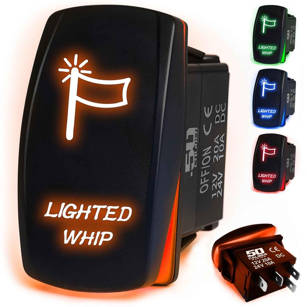 Whip Lights Rocker Switch ON/Off LED Backlit Lighted Whip Switch 12v UTV, Auto, Boat 20A RZR X3 UTV SXSDune Buggy sandrail Golf cart (5361A21 Orange)