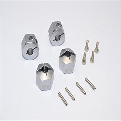 GPM For HPI Bullet 3.0 Nitro & Bullet Flux Upgrade Parts Aluminum Hex Adapter 12mm Diameter With 9mm Thickness For GPM Optional EXO Wheels EX0503FR & EX1003FR - 4Pcs Set Gray Silver