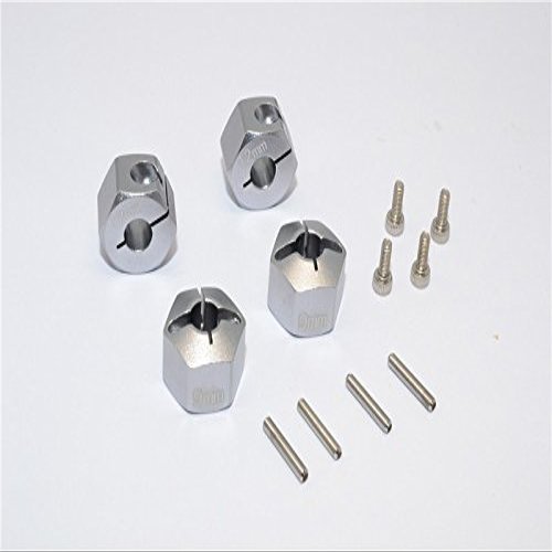 GPM For HPI Bullet 3.0 Nitro & Bullet Flux Upgrade Parts Aluminum Hex Adapter 12mm Diameter With 9mm Thickness For GPM Optional EXO Wheels EX0503FR & EX1003FR - 4Pcs Set Gray Silver