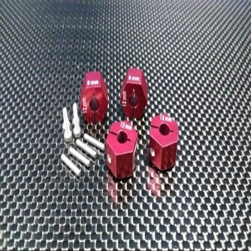 GPM For HPI Bullet 3.0 Nitro & Bullet Flux Upgrade Parts Aluminum Hex Adapter 12mm Diameter With 9mm Thickness - 4 Pcs Set Red