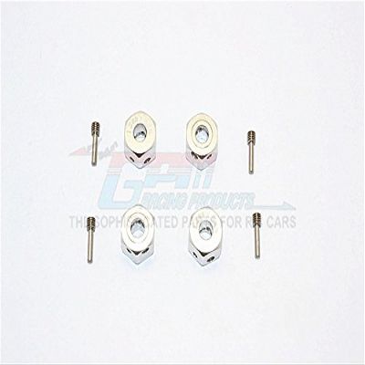 Aluminum Universal Hex Adapter 12mmx8mm - 4Pcs Set Silver
