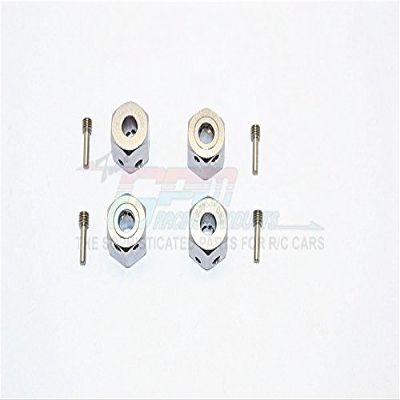Aluminum Universal Hex Adapter 12mmx10mm - 4Pcs Set Gray Silver