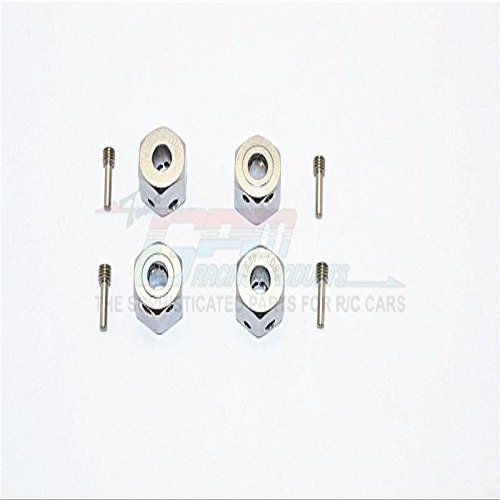 Aluminum Universal Hex Adapter 12mmx10mm - 4Pcs Set Gray Silver